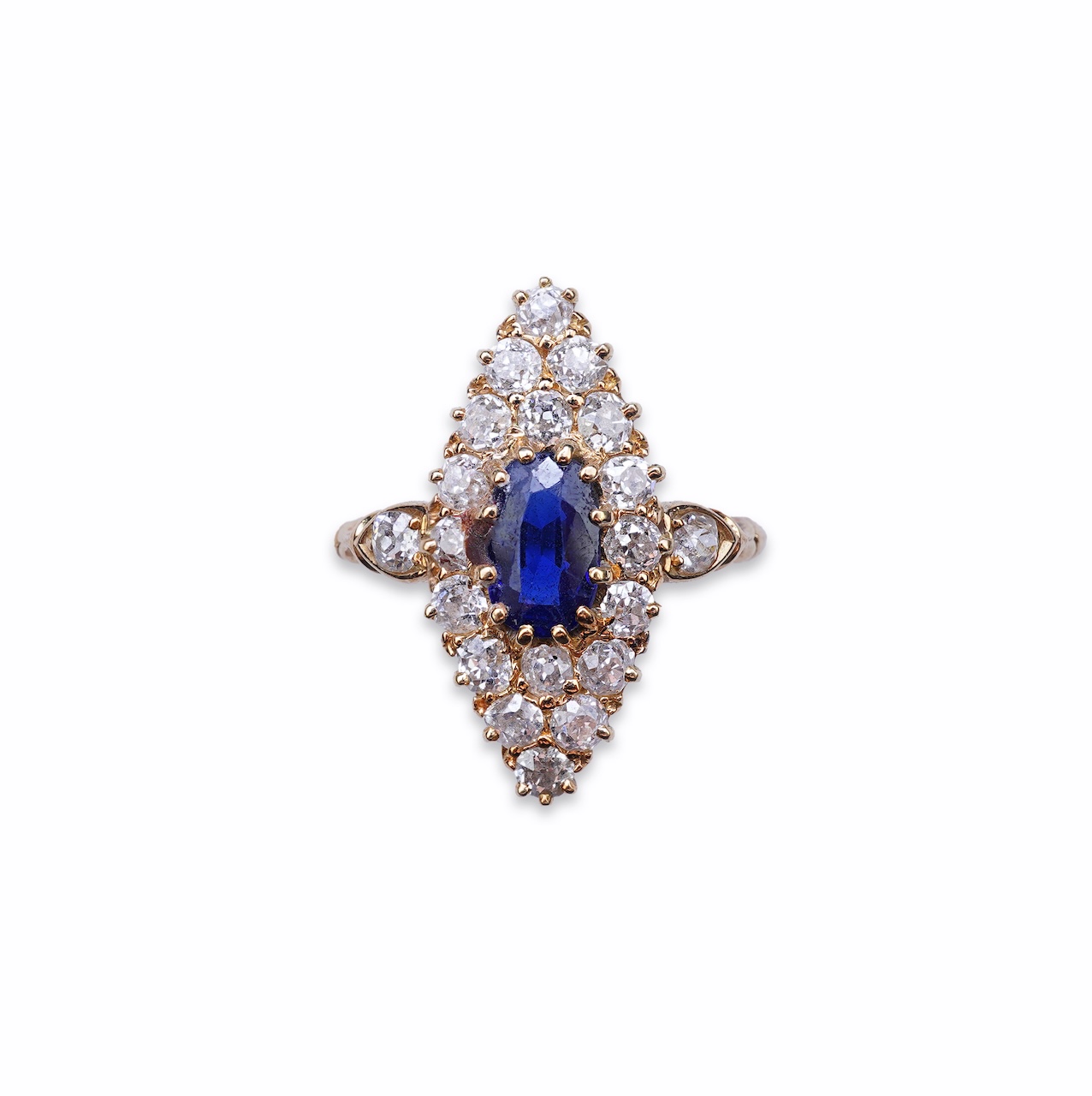 A Victorian sapphire and diamond ring, late 19th century